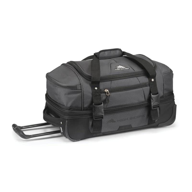 High Sierra® Fairlead 22" Drop Bottom Wheeled Duffel - Mercury-Black - 1
