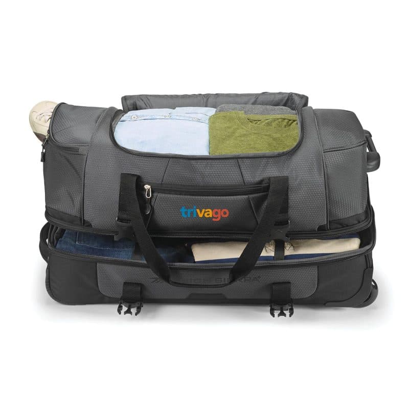 High Sierra® Fairlead 22" Drop Bottom Wheeled Duffel - Mercury-Black - 6